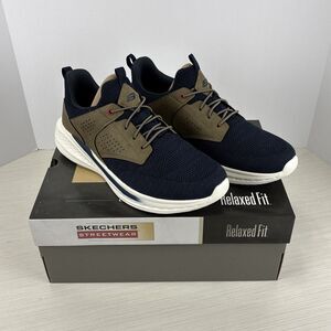 SKECHERS Slade Breyer Navy/Tan Relaxed Fit Sneaker Shoe Men's Size 10.5 NEW